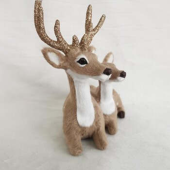 Χριστουγεννιάτικη προσομοίωση Sika Deer Reindeer Statue Flocking Realistic Deer Statue Delicate Deer Figurine Decoration for navidad noel