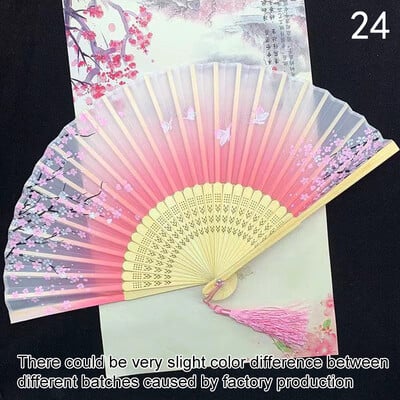 Vintage hodvábny skladací vejár, čínske japonské umelecké remeslá, darčekové bytové dekorácie, tanečný ručný vejár, bambusová dekorácia miestnosti, drevené vejáre