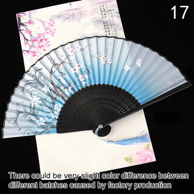 Vintage hodvábny skladací vejár, čínske japonské umelecké remeslá, darčekové bytové dekorácie, tanečný ručný vejár, bambusová dekorácia miestnosti, drevené vejáre