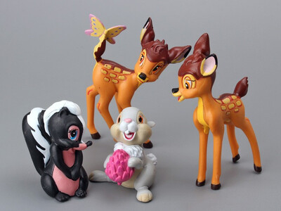 7 ks kreslené hračky Bambi jeleň PVC akčné figúrky králik figúrka veverička model anime bábiky vianočné darčeky pre deti