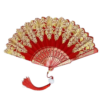 Artă Artizanat Cadou Evantai pliabil în stil chinezesc mână praf de aur ventilator din plastic Dan pentru petrecere de nuntă evantai pliabil Cadou Decor acasă