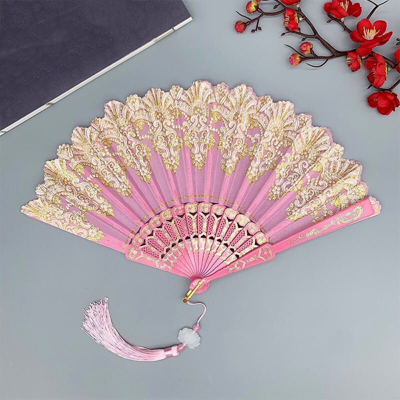 Artă Artizanat Cadou Evantai pliabil în stil chinezesc mână praf de aur ventilator din plastic Dan pentru petrecere de nuntă evantai pliabil Cadou Decor acasă