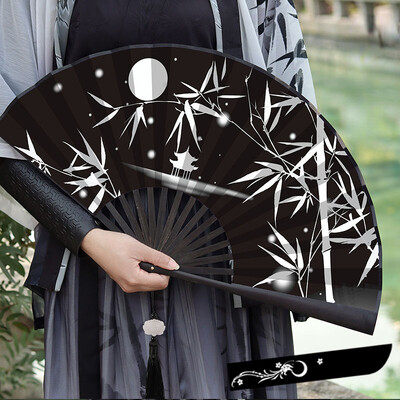 Καλοκαιρινός διακοσμητικός πτυσσόμενος ανεμιστήρας εξωτερικού χώρου Μπαμπού και υφασμάτινο πρόσωπο μεγάλου μεγέθους ανεμιστήρας χεριών διπλής όψης Διακόσμηση σπιτιού Κινέζικο δώρο