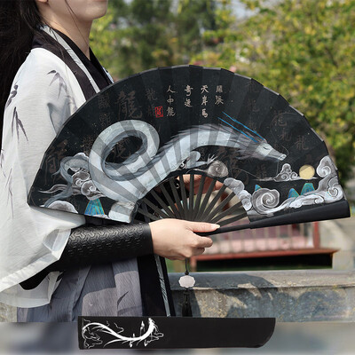 Καλοκαιρινός διακοσμητικός πτυσσόμενος ανεμιστήρας εξωτερικού χώρου Μπαμπού και υφασμάτινο πρόσωπο μεγάλου μεγέθους ανεμιστήρας χεριών διπλής όψης Διακόσμηση σπιτιού Κινέζικο δώρο