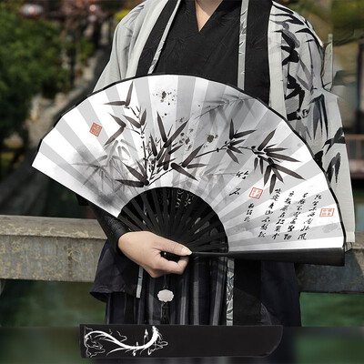 Καλοκαιρινός διακοσμητικός πτυσσόμενος ανεμιστήρας εξωτερικού χώρου Μπαμπού και υφασμάτινο πρόσωπο μεγάλου μεγέθους ανεμιστήρας χεριών διπλής όψης Διακόσμηση σπιτιού Κινέζικο δώρο