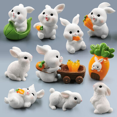 Forró húsvét 2024 Aranyos nyúl figura barkácsolt táj otthon Kawaii szoba dekoráció Miniatűr tündérkert dekorációs kiegészítők modern