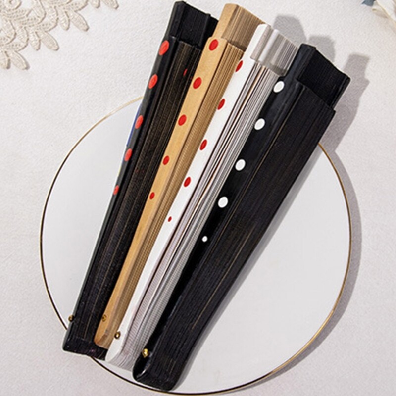 Flamenco spanyol összecsukható legyező pöttyök mintás modern klasszikus vintage kézi ventilátor