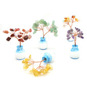 Mini kristály életfa vázában Dekor természetes forgács kő kézzel készített gyógyító szerencse pénz otthoni irodai dísz Reiki barkács ajándékok