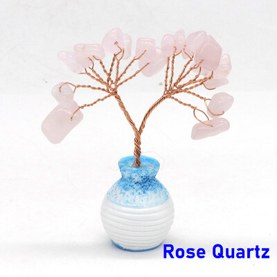 Mini kristály életfa vázában Dekor természetes forgács kő kézzel készített gyógyító szerencse pénz otthoni irodai dísz Reiki barkács ajándékok