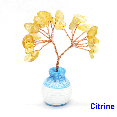 Mini kristály életfa vázában Dekor természetes forgács kő kézzel készített gyógyító szerencse pénz otthoni irodai dísz Reiki barkács ajándékok