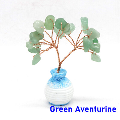 Mini kristály életfa vázában Dekor természetes forgács kő kézzel készített gyógyító szerencse pénz otthoni irodai dísz Reiki barkács ajándékok