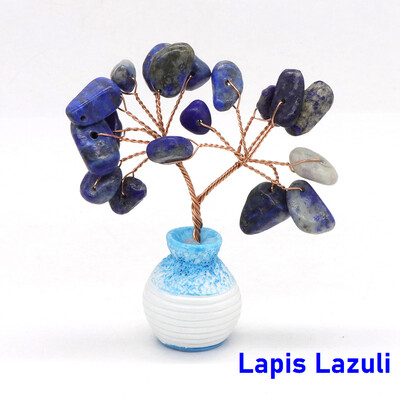 Mini kristály életfa vázában Dekor természetes forgács kő kézzel készített gyógyító szerencse pénz otthoni irodai dísz Reiki barkács ajándékok