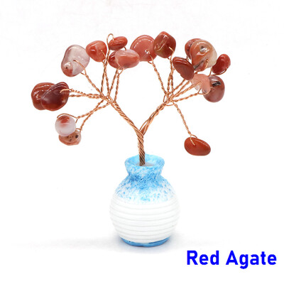 Mini kristály életfa vázában Dekor természetes forgács kő kézzel készített gyógyító szerencse pénz otthoni irodai dísz Reiki barkács ajándékok