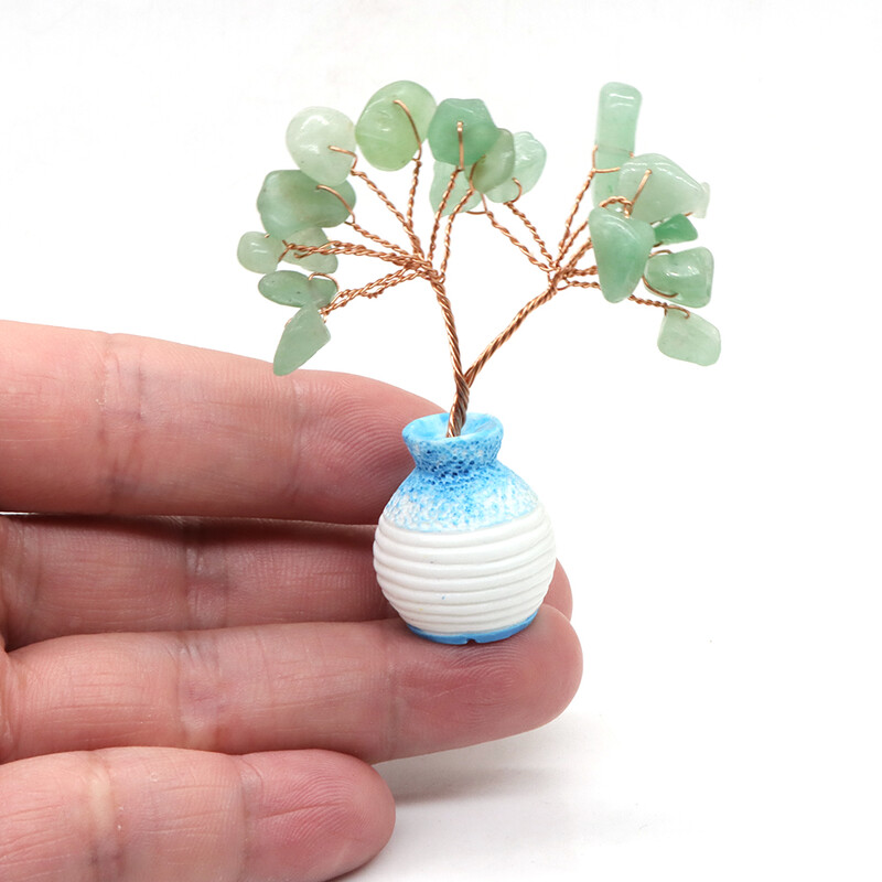 Mini kristály életfa vázában Dekor természetes forgács kő kézzel készített gyógyító szerencse pénz otthoni irodai dísz Reiki barkács ajándékok