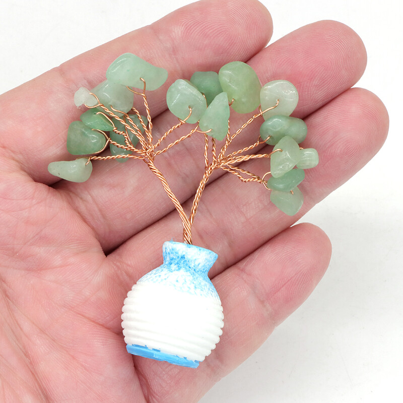 Mini kristály életfa vázában Dekor természetes forgács kő kézzel készített gyógyító szerencse pénz otthoni irodai dísz Reiki barkács ajándékok