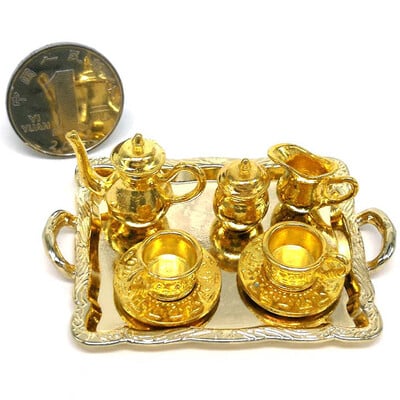 10 ks 1: 12 Miniatúrny nábytok pre bábiky, doplnky na jedálenský stôl, kovový čajový šálka, modelová sada pre domček pre bábiky, hračka na domček pre bábiky