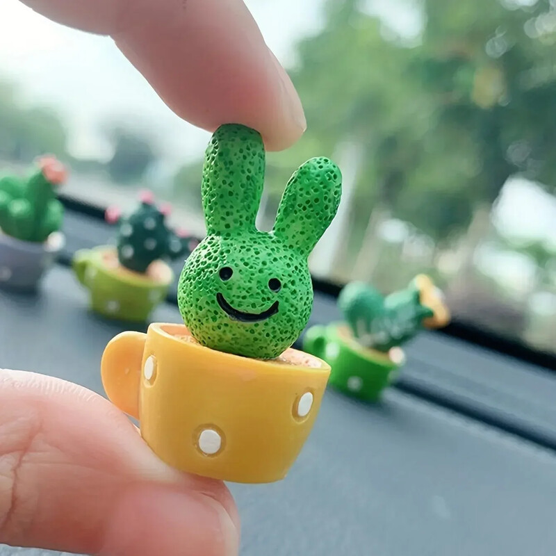 1 sada/4 ks živicových sukulentných kaktusov mini zelených rastlín do auta, kancelárie, obývačky, remeslá, bytových dekorácií, rozprávkovej záhrady, rozprávkovej záhrady