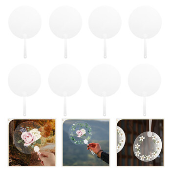 8 τεμ. Blank Summer Hand Performance Fans DIY Transparent Painting Performance Fans Graffiti Drawing Round Hand Performance Fans