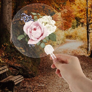 8 τεμ. Blank Summer Hand Performance Fans DIY Transparent Painting Performance Fans Graffiti Drawing Round Hand Performance Fans