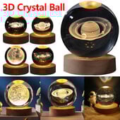 Crystal Ball Night Lights USB LED Izzó 3D Saturn Planet Galaxy Moon Asztali lámpa Otthoni dekoráció Hangulatlámpa Karácsonyi ajándék