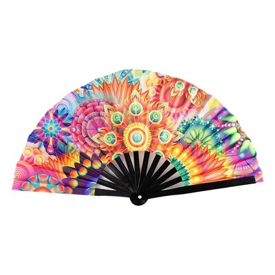 33 cm veľký skladací ručný ventilátor s čínskym/japonským gradientom, farebný reflexný skladací ventilátor, hudobný festival, tanečný ventilátor, darčeky