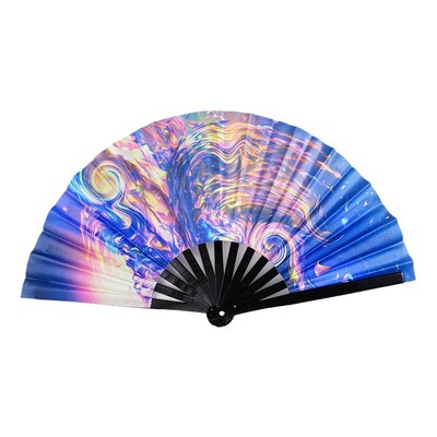33 cm veľký skladací ručný ventilátor s čínskym/japonským gradientom, farebný reflexný skladací ventilátor, hudobný festival, tanečný ventilátor, darčeky