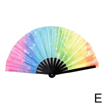 33 cm veľký skladací ručný ventilátor s čínskym/japonským gradientom, farebný reflexný skladací ventilátor, hudobný festival, tanečný ventilátor, darčeky