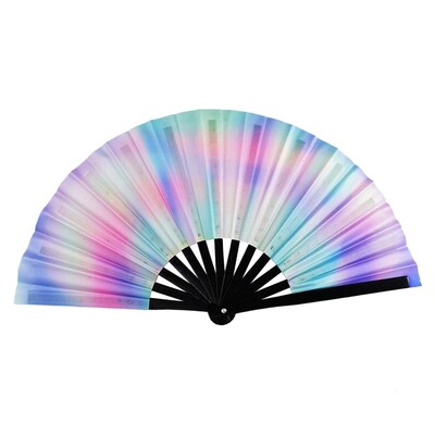33 cm veľký skladací ručný ventilátor s čínskym/japonským gradientom, farebný reflexný skladací ventilátor, hudobný festival, tanečný ventilátor, darčeky