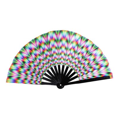 33 cm veľký skladací ručný ventilátor s čínskym/japonským gradientom, farebný reflexný skladací ventilátor, hudobný festival, tanečný ventilátor, darčeky