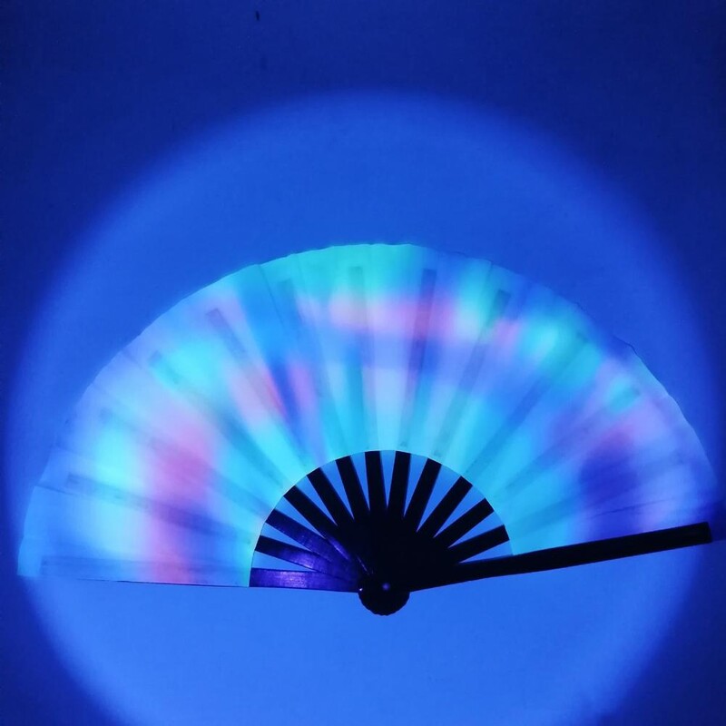 33 cm veľký skladací ručný ventilátor s čínskym/japonským gradientom, farebný reflexný skladací ventilátor, hudobný festival, tanečný ventilátor, darčeky