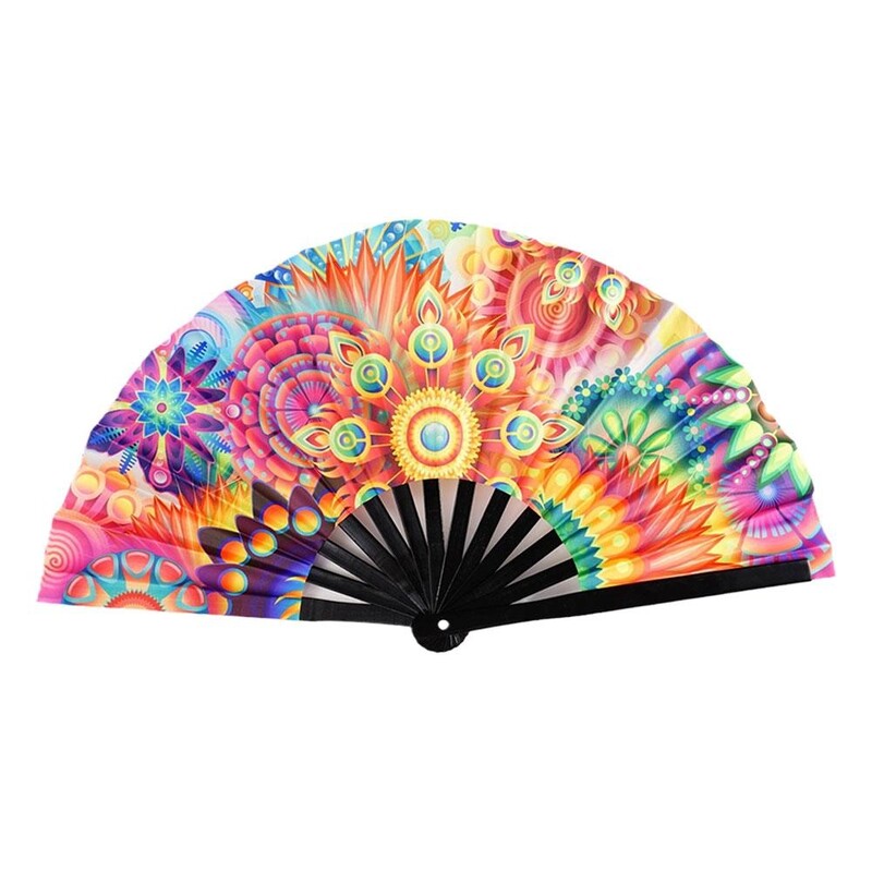 33 cm veľký skladací ručný ventilátor s čínskym/japonským gradientom, farebný reflexný skladací ventilátor, hudobný festival, tanečný ventilátor, darčeky