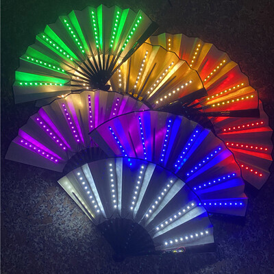 1 gab. Gaismas salokāms ventilators Led Play Fan Krāsaini rokās turami Abanico Led ventilatori dejām Neona ballīšu dekorēšanai DJ Night Club