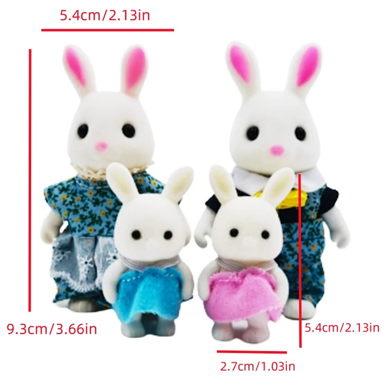 1:12 Scale Babaház Bútor Mini Változat az Erdei Állatok Családi Szimuláció Gyermekeknek 1/12 Szarvas Nyúl lány színlelés