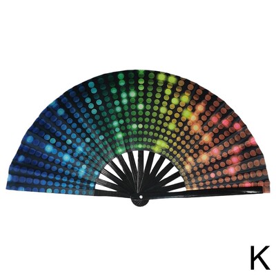33 cm veľký skladací ručný ventilátor s čínskym/japonským gradientom, farebný reflexný skladací ventilátor, hudobný festival, tanečný ventilátor, darčeky
