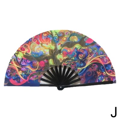33 cm veľký skladací ručný ventilátor s čínskym/japonským gradientom, farebný reflexný skladací ventilátor, hudobný festival, tanečný ventilátor, darčeky