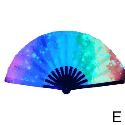 33 cm veľký skladací ručný ventilátor s čínskym/japonským gradientom, farebný reflexný skladací ventilátor, hudobný festival, tanečný ventilátor, darčeky