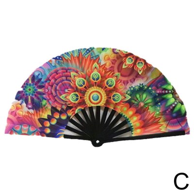 33 cm veľký skladací ručný ventilátor s čínskym/japonským gradientom, farebný reflexný skladací ventilátor, hudobný festival, tanečný ventilátor, darčeky