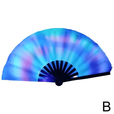 33 cm veľký skladací ručný ventilátor s čínskym/japonským gradientom, farebný reflexný skladací ventilátor, hudobný festival, tanečný ventilátor, darčeky