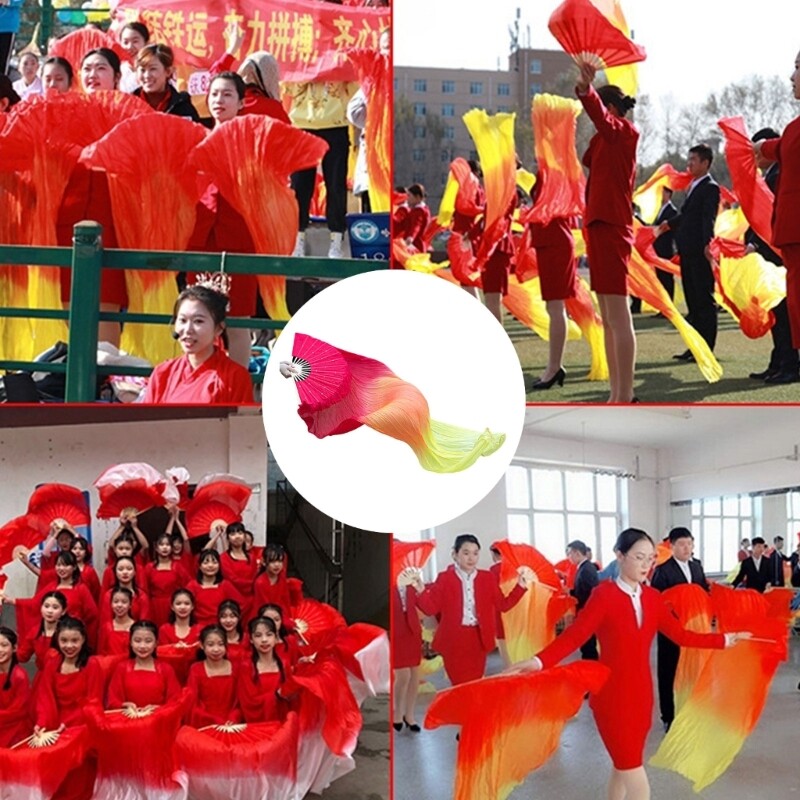 Evantai lungi de dans din mătase, superbi, evantai pliante, perfecti pentru studenții profesori de dans