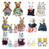 Mergaitės apsimetinėjimo žaidimo rinkinys Vaikams Imitacija Miško gyvūnų šeima 1:12 Lėlių namelio mastelio baldai Miniatiūriniai triušio klevo katės koala