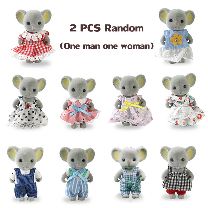 Mergaitės apsimetinėjimo žaidimo rinkinys Vaikams Imitacija Miško gyvūnų šeima 1:12 Lėlių namelio mastelio baldai Miniatiūriniai triušio klevo katės koala