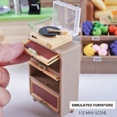 Miniatúrna pohovka s rúrou, knižnica, chladnička v mierke 1:12, model pre bábiky, hračka na hranie, mini kuchynské dekorácie, doplnky