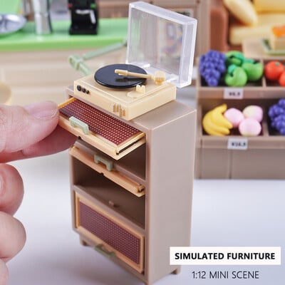 1:12 Mērogs Miniatūra leļļu namiņš Dīvāns Cepeškrāsns Grāmatu skapis Ledusskapis Modelis Lellei Izlikties Play Mini virtuves dekoru aksesuāri Rotaļlieta