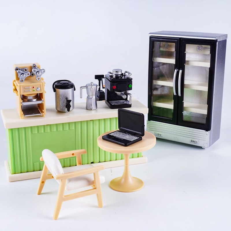 Miniatúrna pohovka s rúrou, knižnica, chladnička v mierke 1:12, model pre bábiky, hračka na hranie, mini kuchynské dekorácie, doplnky