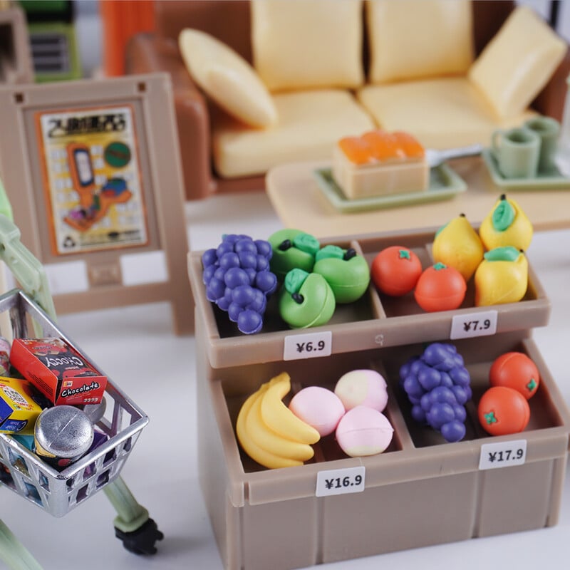 Miniatúrna pohovka s rúrou, knižnica, chladnička v mierke 1:12, model pre bábiky, hračka na hranie, mini kuchynské dekorácie, doplnky
