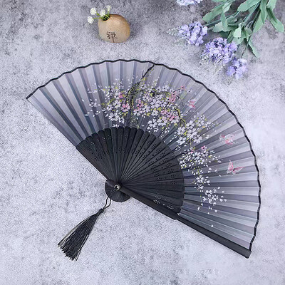 Bambusový starožitný skladací ventilátor v čínskom štýle, letný dámsky tanečný ventilátor, prenosný elegantný kvetinový ručný ventilátor, vynikajúce darčeky
