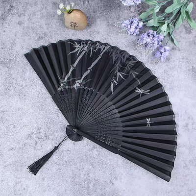 Bambusový starožitný skladací ventilátor v čínskom štýle, letný dámsky tanečný ventilátor, prenosný elegantný kvetinový ručný ventilátor, vynikajúce darčeky