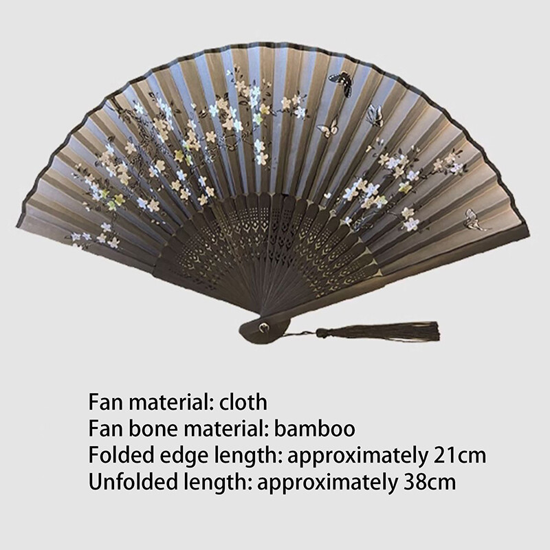 Bambusový starožitný skladací ventilátor v čínskom štýle, letný dámsky tanečný ventilátor, prenosný elegantný kvetinový ručný ventilátor, vynikajúce darčeky