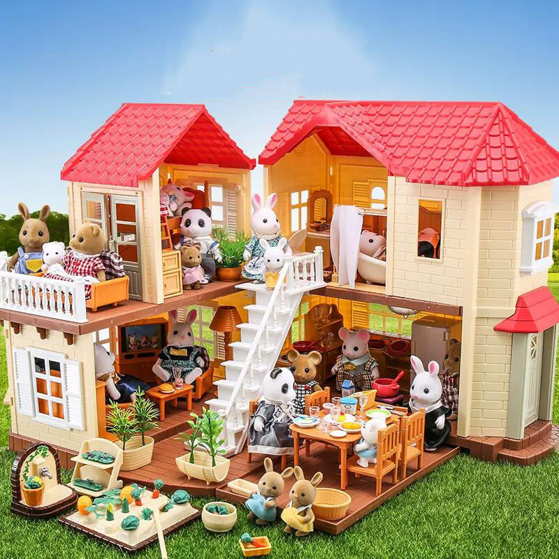 1:12 Mobilier pentru casă de păpuși pentru familie din pădure Casă de păpuși în miniatură Montessori Bucătărie Dormitor Accesorii pentru baie pentru cadouri pentru fete