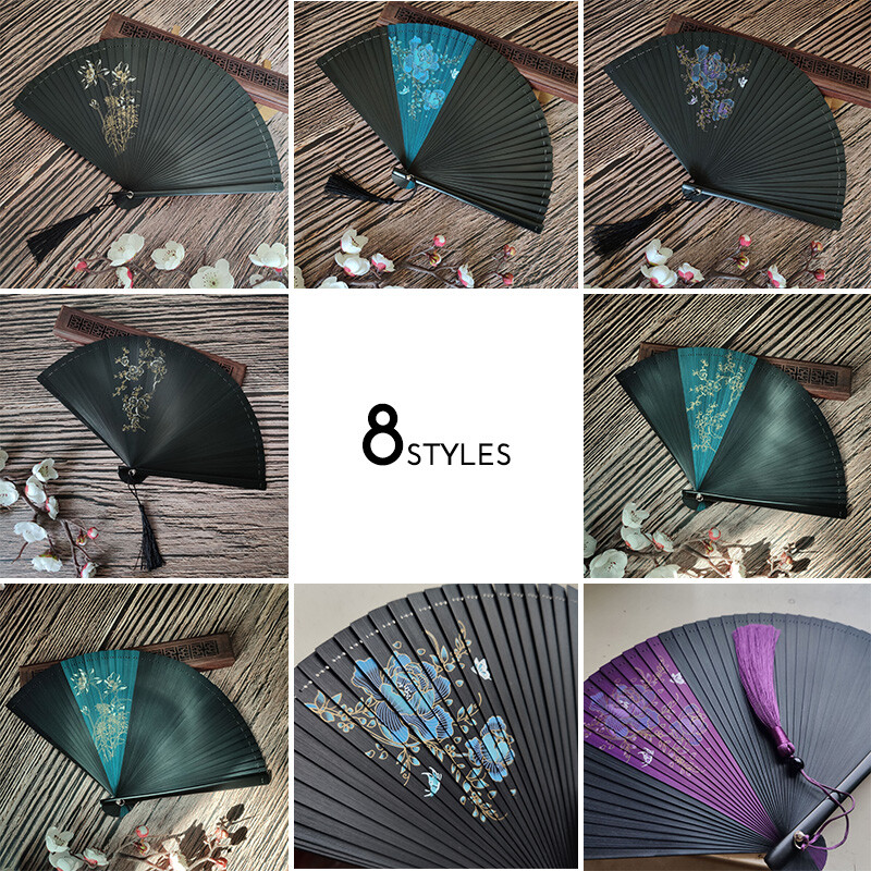 Klasszikus japán stílusú bambuszlegyező Klasszikus üreges női összecsukható kézlegyező Vintage stílusú művészet kézműves ajándék lakberendezési díszek